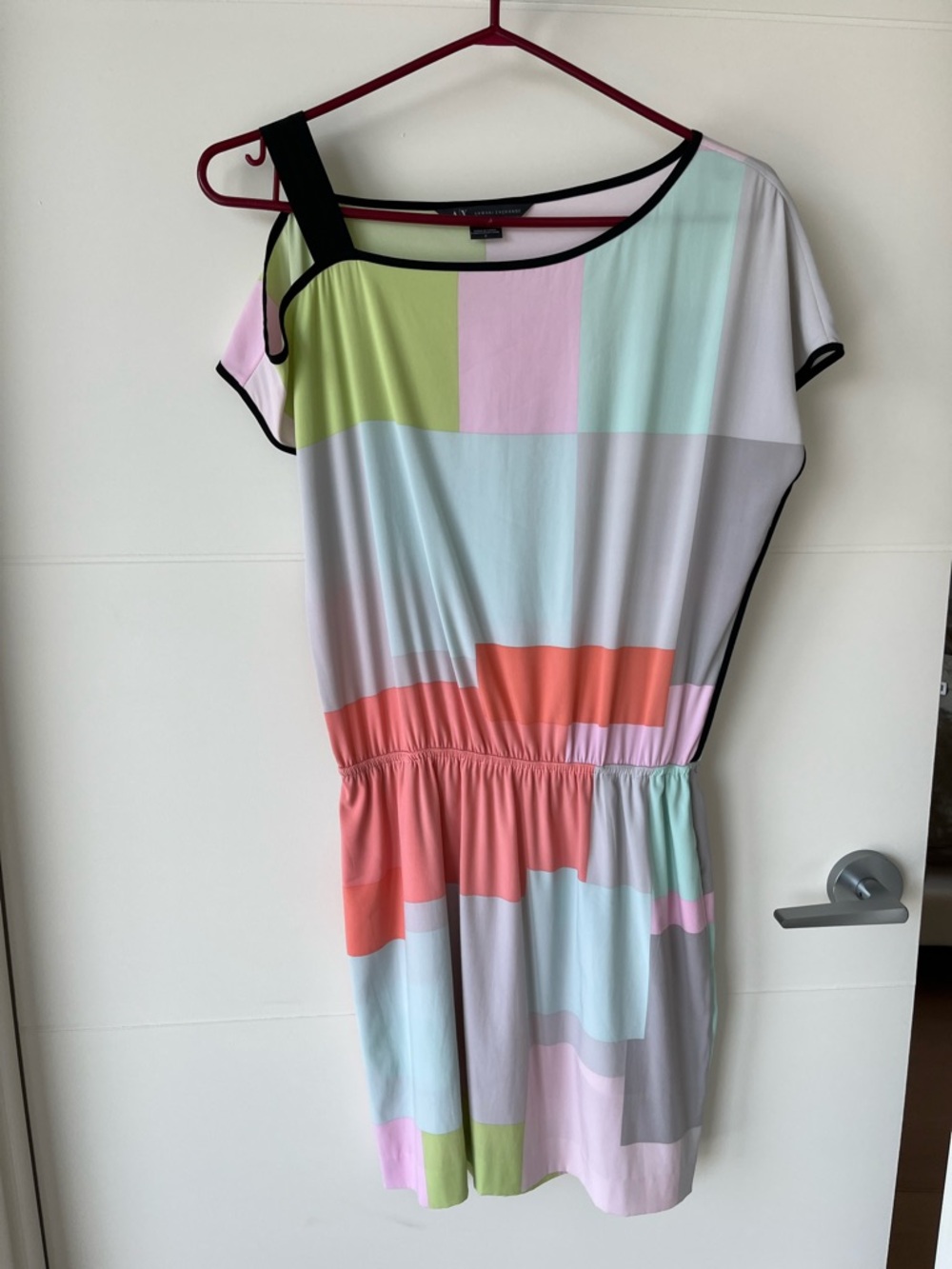 Armani Exchange One-Shoulder Colorblock Pastel Dress